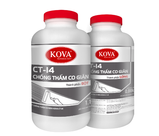 2K - Chất chống thấm co giãn KOVA CT-14 (Phần bột 1.12kg, phần lỏng 0.88kg)