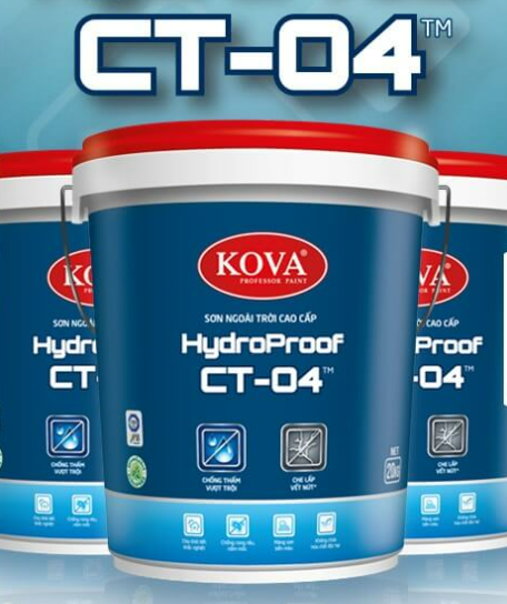  4K - Sơn ngoại thất chống thấm cao cấp KOVA HydroProof CT-04 (Bóng)