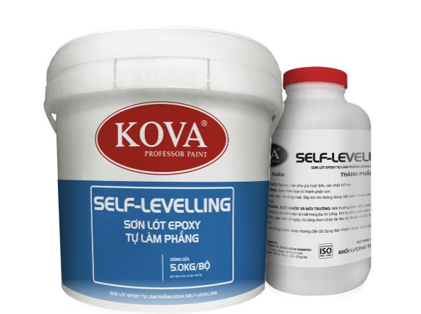 5K - Sơn lót epoxy Tự làm phẳng KOVA Self-levelling (màu đậm)  (phần lỏng 4.6kg,phụ gia 0.4kg)