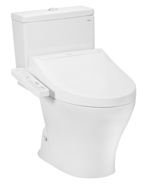 Bàn cầu hai khối, kèm nắp rửa điện tử WASHLET dòng C2 - TCF23410AAA (220V) , Men sứ chống dính CeFiONtect