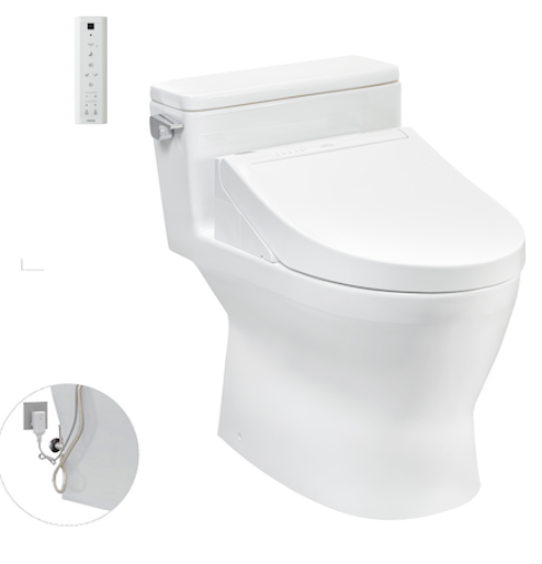 Bàn cầu một khối kèm nắp rửa điện tử WASHLET dòng C5 - TCF24410AAA (220V) , Men sứ chống dính CeFiONtect