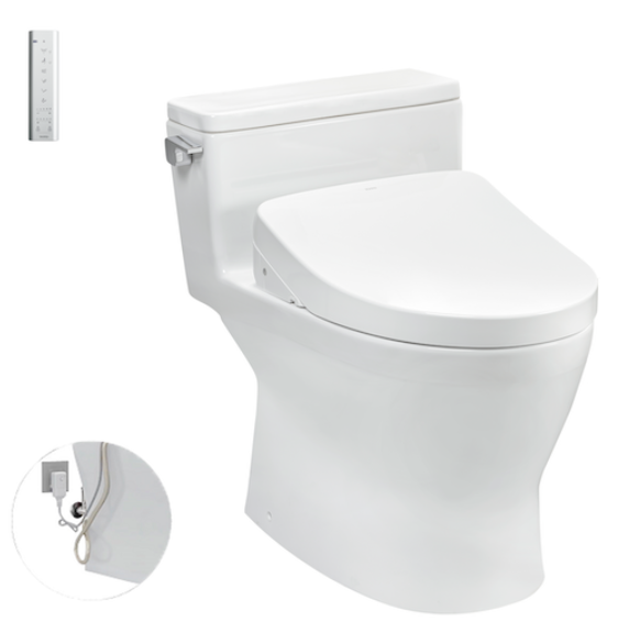 Bàn cầu một khối kèm nắp rửa điện tử WASHLET dòng S7 - TCF4911Z (220V) , Men sứ chống dính CeFiONtect