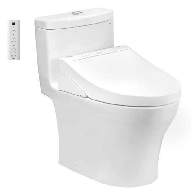 Bàn cầu một khối, kèm nắp rửa điện tử WASHLET (loại giấu dây) dòng C5 - TCF24460AAA (220V) , Men sứ chống dính CeFiONtect