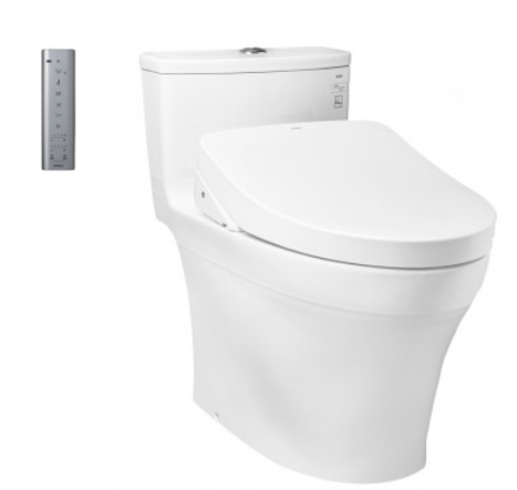 Bàn cầu một khối, kèm nắp rửa điện tử WASHLET (loại giấu dây) dòng S7 - TCF4911EZ (220V) , Men sứ chống dính CeFiONtect