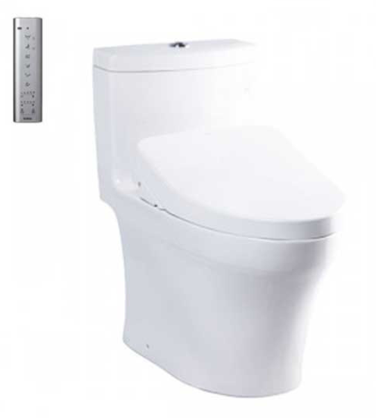 Bàn cầu một khối, kèm nắp rửa điện tử WASHLET (loại giấu dây) dòng S7 - TCF4911EZ (220V) , Men sứ chống dính CeFiONtect