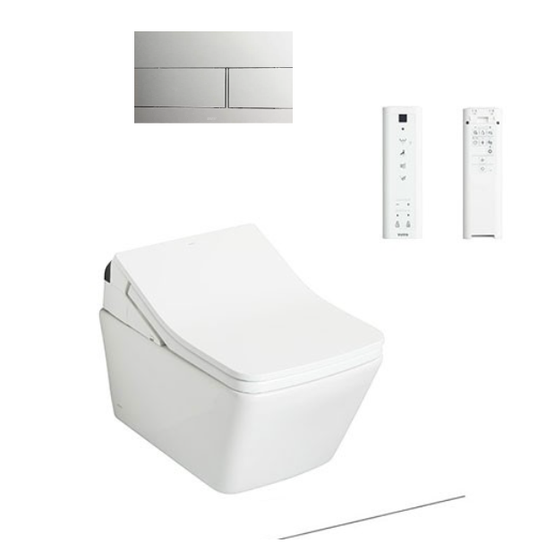 Bàn cầu treo tường dáng vuông, loại giấu dây - đi kèm nắp rửa điện tử WASHLET dòng SX - TCF797C2Z (Không có tính năng tự động đóng mở, sấy khô) , Men sứ chống dính CeFiONtect