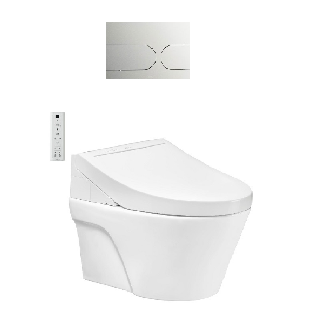 Bàn cầu treo tường giấu dây Avante thế hệ mới, kèm nắp rửa điện tử WASHLET dòng C5 - TCF24460AAA (loại giấu dây) (220V) , Men chống bám bẩn CEFIONTECT