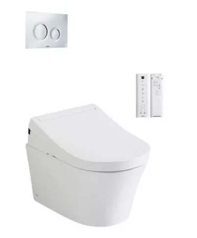 Bàn cầu treo tường giấu dây kết hợp nắp rửa điện tử WASHLET dòng S5 TCF34570GAA (220V) (có tự động xả) , Hệ thống xả Tornado hiệu quả, tiết kiệm nước (4.5/3L)