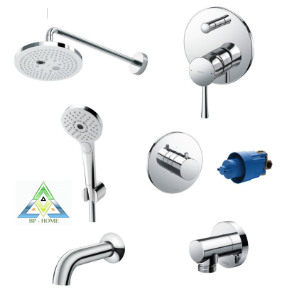 Tổ hợp sen âm tường GLOBAL FITTINGS dáng tròn , 3 đường nước